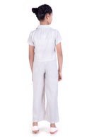 Girls Cream Floral Embroidered Co-ord Set