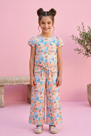 Peach Floral Printed Top & Bottom Set 3141