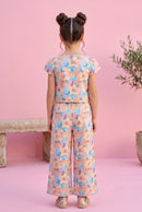Peach Floral Printed Top & Bottom Set 3141