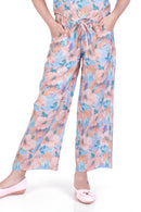 Girls Peach Floral Printed Jumpsuit