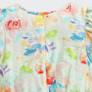 Pastel Floral Puff Sleeve Top & Wide-Leg Pants Co-Ord Set 3144