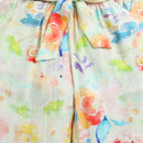 Pastel Floral Puff Sleeve Top & Wide-Leg Pants Co-Ord Set 3144