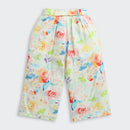 Pastel Floral Puff Sleeve Top & Wide-Leg Pants Co-Ord Set 3144