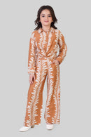 Girls Brown Tie-Dye Jumpsuit