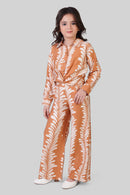 Girls Brown Tie-Dye Jumpsuit