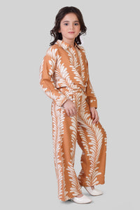 Girls Brown Tie-Dye Jumpsuit