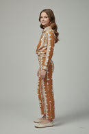 Tiny Girl Girls Co-Ord Set Dark Fawn Printed Casual Winter