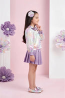 Purple Floral Party Wear Top & Skirt Set 3180