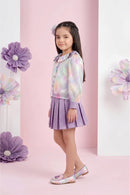 Purple Floral Party Wear Top & Skirt Set 3180