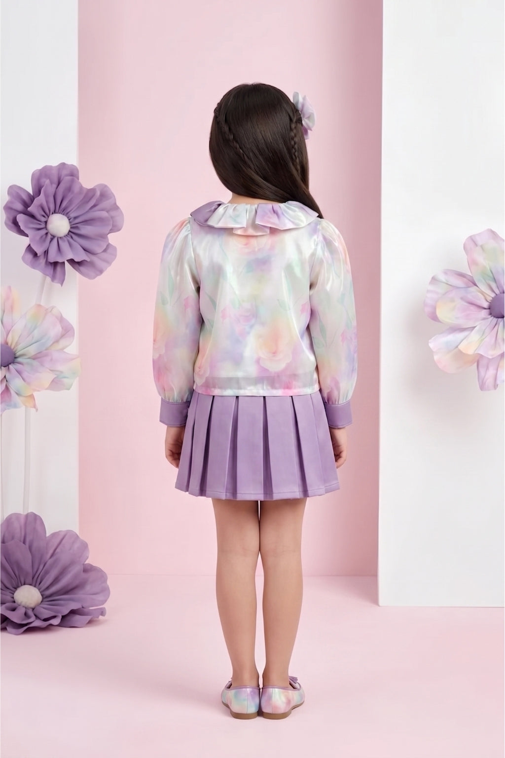 Purple Floral Party Wear Top & Skirt Set 3180