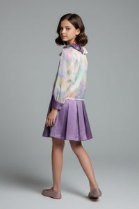 Tiny Girl Purple Floral Party Wear Top & Skirt Set for Girls