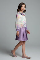 Tiny Girl Purple Floral Party Wear Top & Skirt Set for Girls