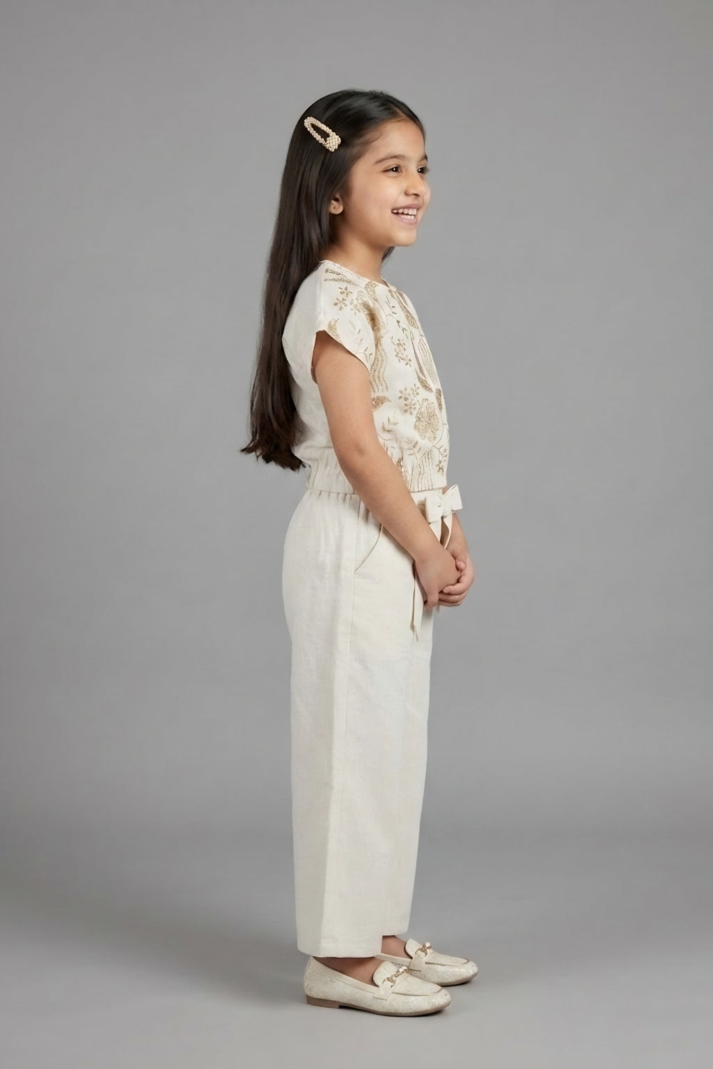Cream Printed Cotton Summer Wear Co Ord Set 3182