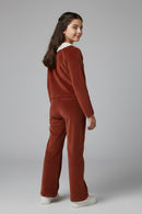 Tiny Girl Girls Co Ord Set Rust Solid Cotton Winter Wear