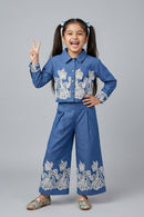 Blue Blossom Embroidered Co-Ord Set 3200
