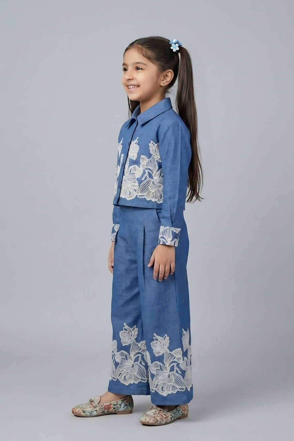 Blue Blossom Embroidered Co-Ord Set 3200
