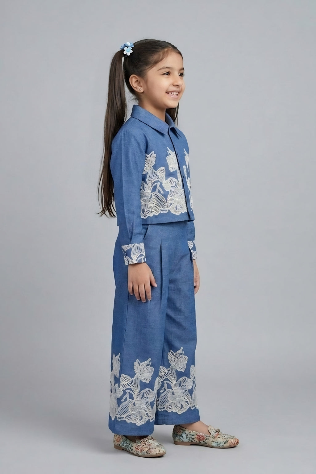 Blue Blossom Embroidered Co-Ord Set 3200