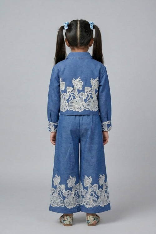 Blue Blossom Embroidered Co-Ord Set 3200