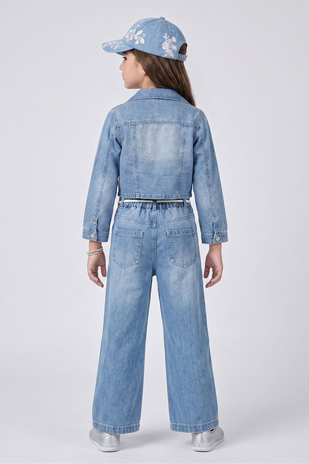 Girls Blue Denim Peplum Co-ord Set SET3222