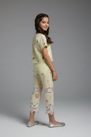 Girls Lemon Yellow Floral Embroidered Co-ord Set 3242