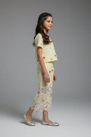 Girls Lemon Yellow Floral Embroidered Co-ord Set 3242