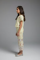 Girls Lemon Yellow Floral Embroidered Co-ord Set 3242