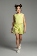 Girls Lime Green Lace Co-ord Set 3244