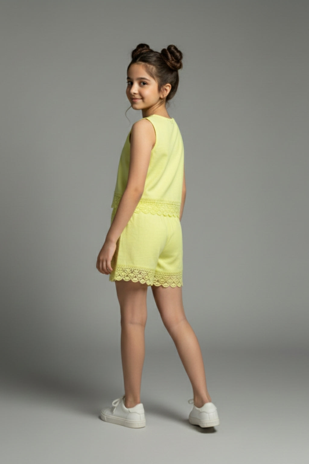 Girls Lime Green Lace Co-ord Set 3244