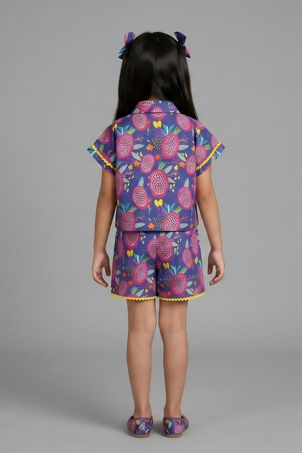 Girls Navy Blue Printed Co-ord Set 3248