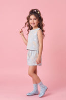 Girls Powder Blue Embroidered Co-Ord Set 3258