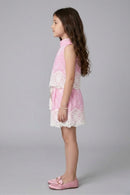 Pink Lace Embroidered Sleeveless Dress SET3265