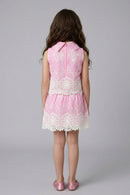 Pink Lace Embroidered Sleeveless Dress SET3265