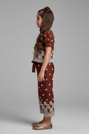 Girls Brown Printed Co-ord Set 3266