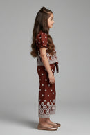 Girls Brown Printed Co-ord Set 3266