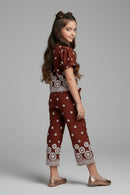 Girls Brown Printed Co-ord Set 3266