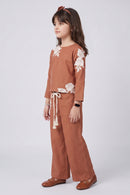 Rust Floral Motif Top & Wide-Leg Pants Co-ord Set 3426