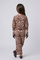 Brown Zebra Print Three-Piece Co-ord Set for Girls SET3433