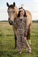 Brown Zebra Print Three-Piece Co-ord Set for Girls SET3433