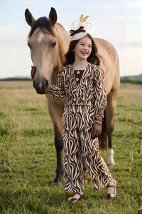 Brown Zebra Print Three-Piece Co-ord Set for Girls SET3433