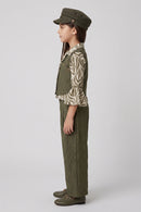 Olive Green Zebra Print Layered 3-Piece Co-ord Set 3448
