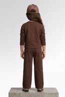 Brown Graphic Sweatshirt & Wide-Leg Pants Co-Ord Set 3508