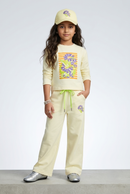 Cream Floral Graphic Top & Wide-Leg Pants Co-Ord Set 3509