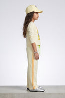 Cream Floral Graphic Top & Wide-Leg Pants Co-Ord Set 3509