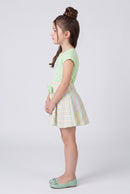 Pastel Green Graphic Top & Striped Skirt Set 734