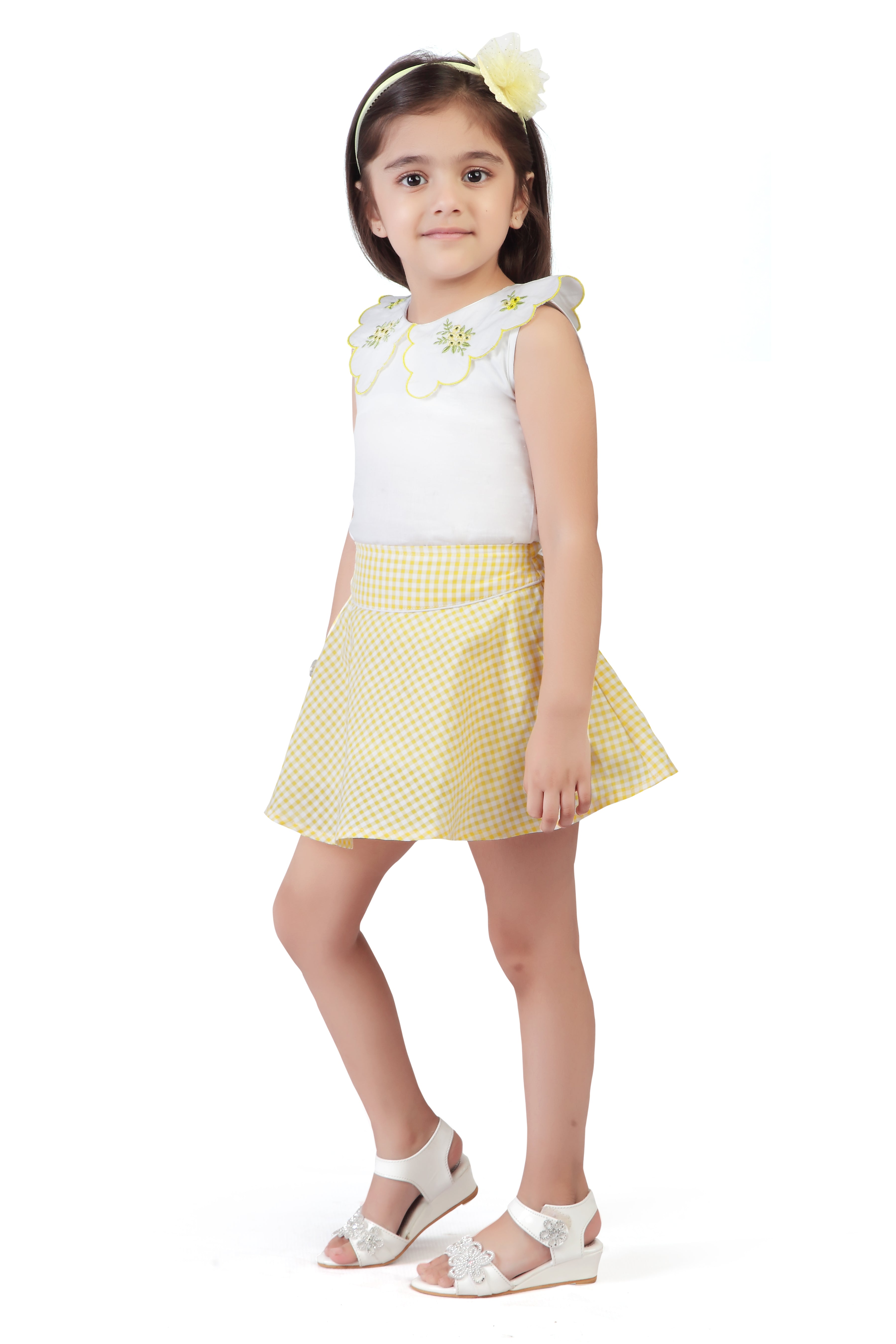 Tiny Girl Yellow Polka Sleeveless Frock