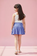 Off White Ruffle Top with Blue Mini Skirt Co-Ord Set SET951