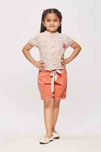 Tiny Girl Peach Floral Top with Shorts