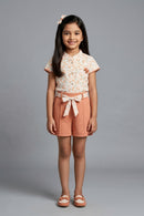 Peach Floral Top with Shorts SET970