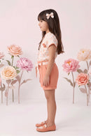 Peach Floral Top with Shorts SET970