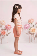 Peach Floral Top with Shorts SET970